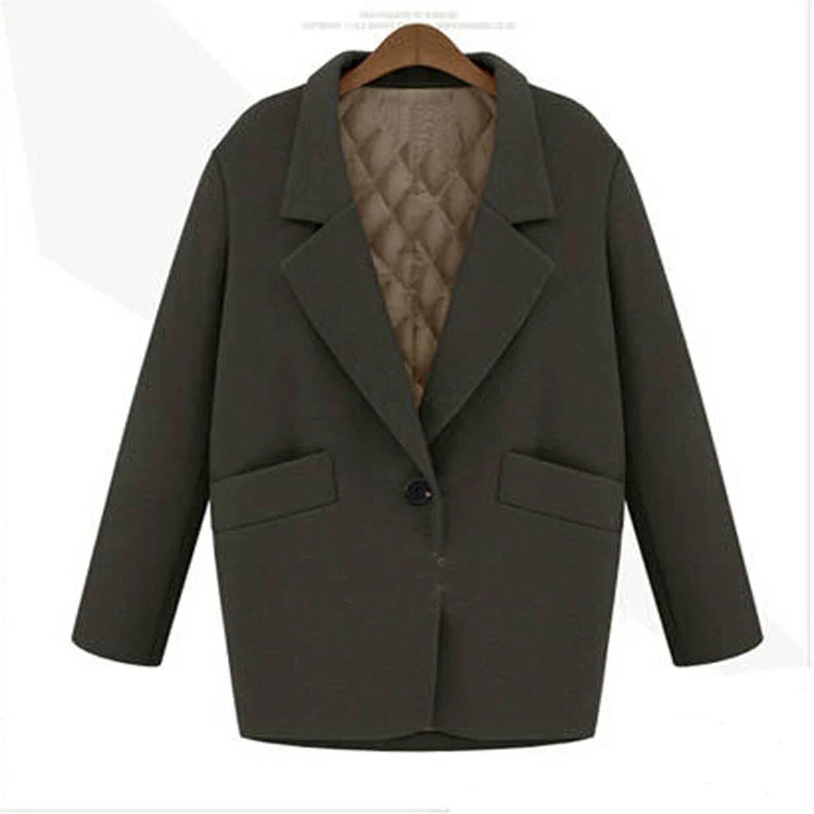 Damen Oversize Wollmix Shortcoat mit gesteppter Innenfütterung und Pattentaschen Nord Taschen