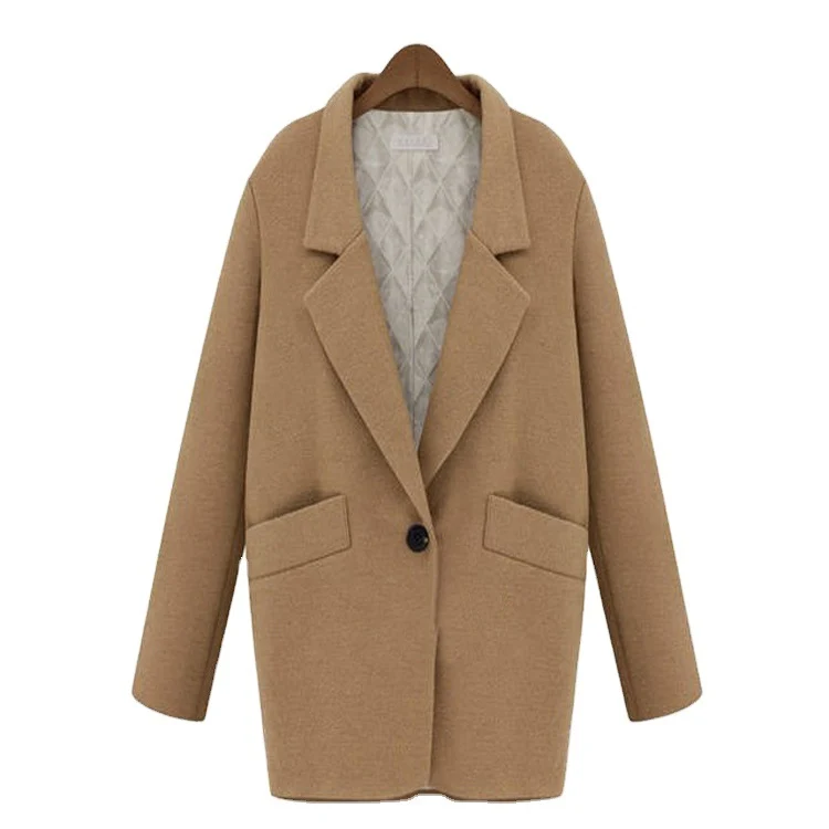 Damen Oversize Wollmix Shortcoat mit gesteppter Innenfütterung und Pattentaschen Nord Taschen