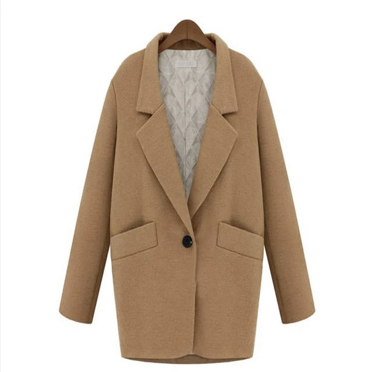 Damen Oversize Wollmix Shortcoat mit gesteppter Innenfütterung und Pattentaschen Nord Taschen