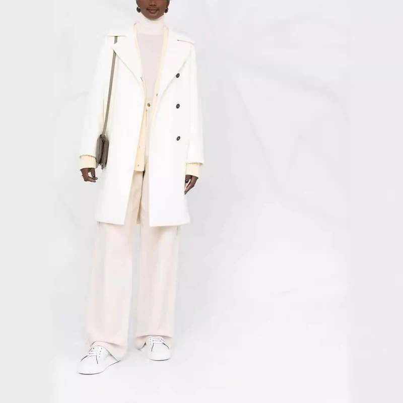 Damen Oversize Wollmix‑Mantel mit überschnittener Schulter und minimalistischer Knopfleiste Nord Taschen