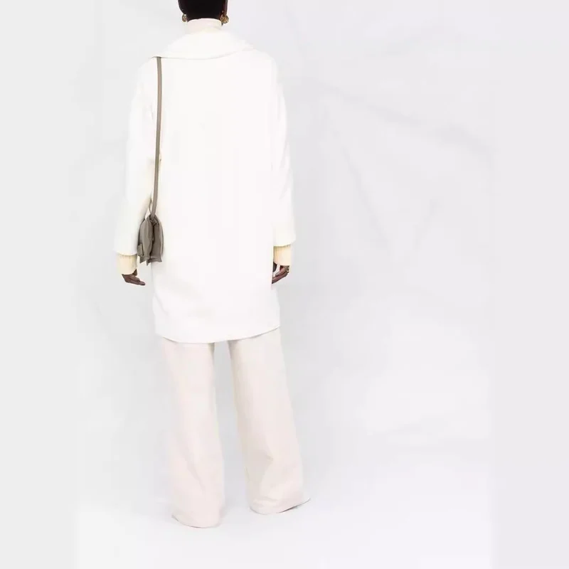 Damen Oversize Wollmix‑Mantel mit überschnittener Schulter und minimalistischer Knopfleiste Nord Taschen