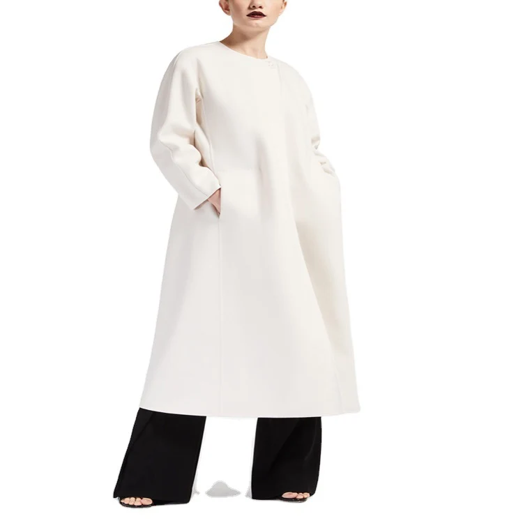 Damen Oversize-Mantel mit Rundhals und verdeckter Knopfleiste Nord Taschen