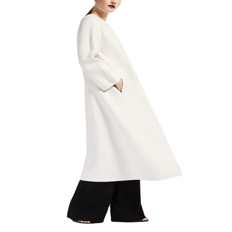 Damen Oversize-Mantel mit Rundhals und verdeckter Knopfleiste Nord Taschen