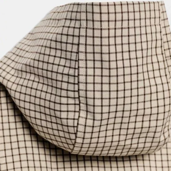 Damen Leichte karierte Kapuzen‑Blousonjacke mit Tunnelzug und elastischem Saum Nord Taschen