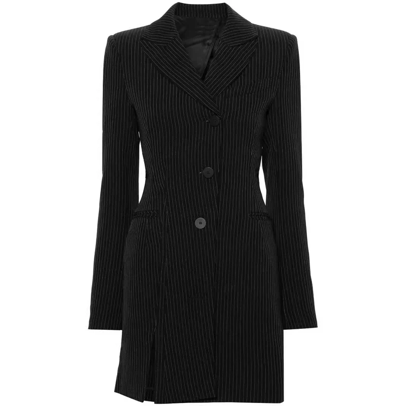Damen Tailliertes Nadelstreifen-Blazerkleid mit Einreiher, Gehschlitz und schmaler Silhouette Nord Taschen