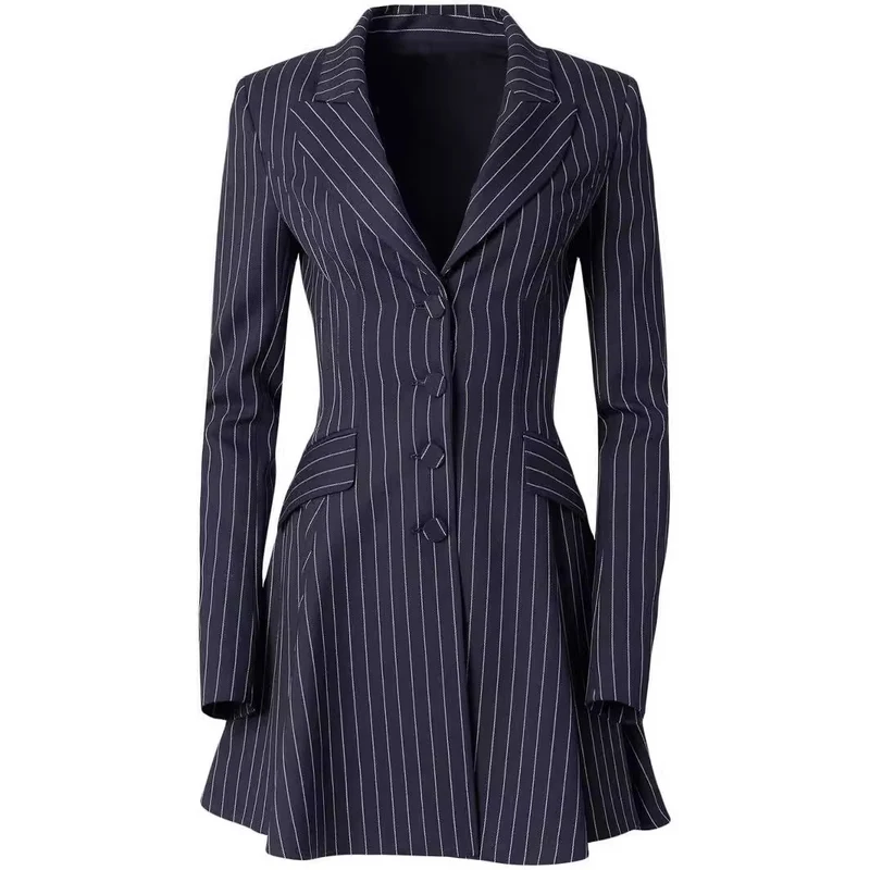 Damen Tailliertes Nadelstreifen-Blazerkleid im modernen Tailoring Nord Taschen