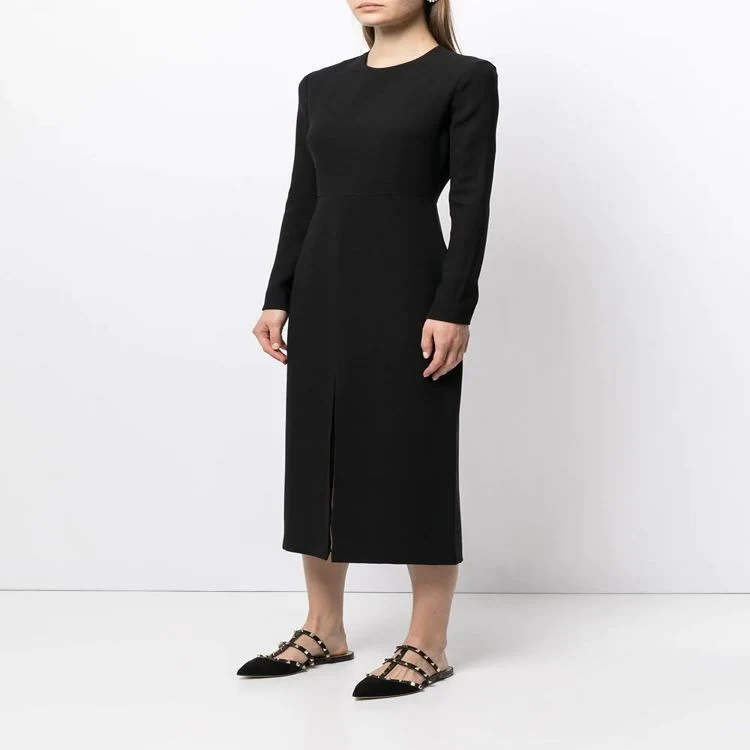 Damen Tailliertes Midikleid mit langem Arm, vorderlichem Schlitz und cleanem Tailoring Nord Taschen