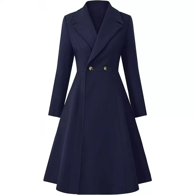 Damen Tailliertes Mantelkleid im A‑Linien‑Tailoring aus Wollmix mit schmaler Taille und ausgestelltem Rock Nord Taschen