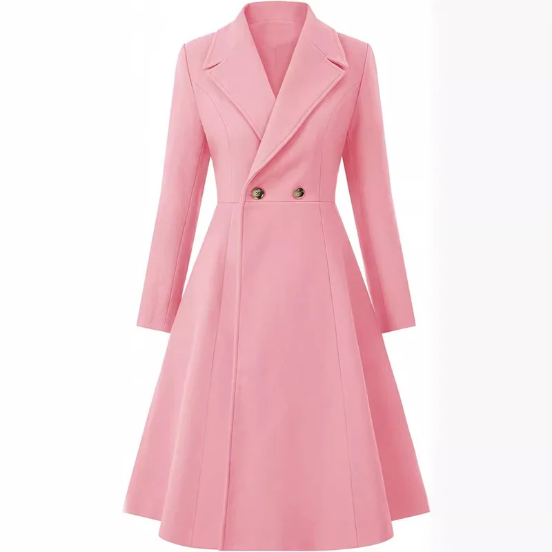 Damen Tailliertes Mantelkleid im A‑Linien‑Tailoring aus Wollmix mit schmaler Taille und ausgestelltem Rock Nord Taschen