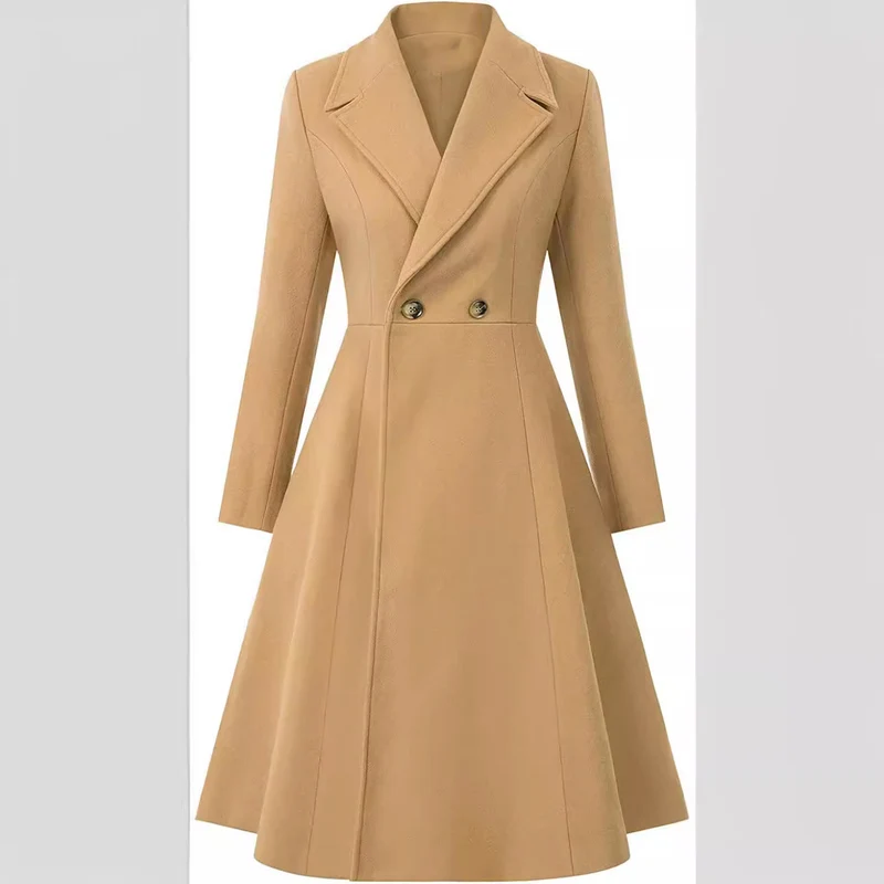 Damen Tailliertes Mantelkleid im A‑Linien‑Tailoring aus Wollmix mit schmaler Taille und ausgestelltem Rock Nord Taschen
