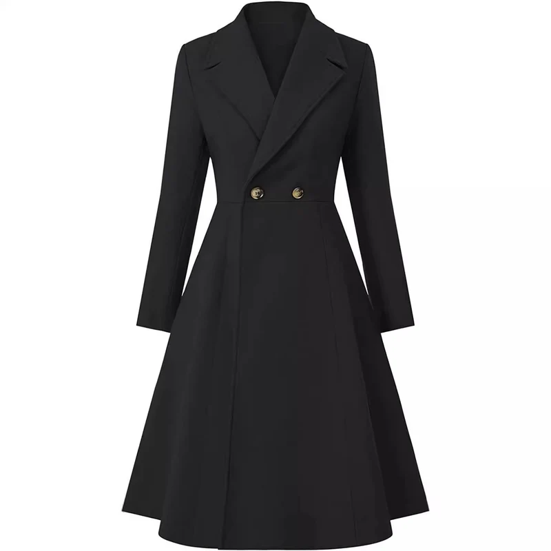 Damen Tailliertes Mantelkleid im A‑Linien‑Tailoring aus Wollmix mit schmaler Taille und ausgestelltem Rock Nord Taschen