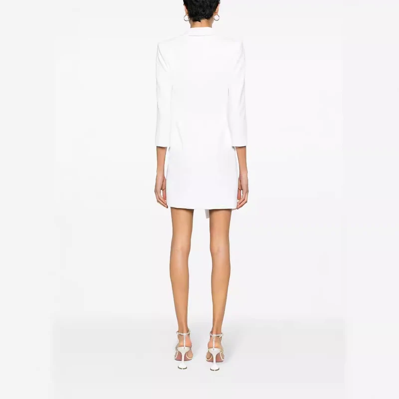 Damen Tailliertes Blazerkleid mit asymmetrischem Saum und 3/4-Ärmeln Nord Taschen