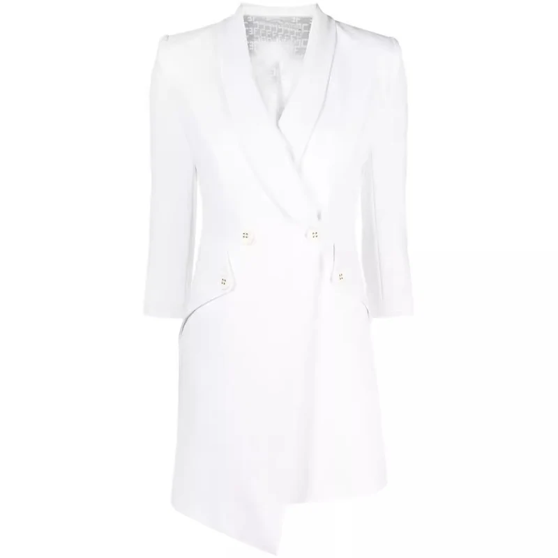 Damen Tailliertes Blazerkleid mit asymmetrischem Saum und 3/4-Ärmeln Nord Taschen
