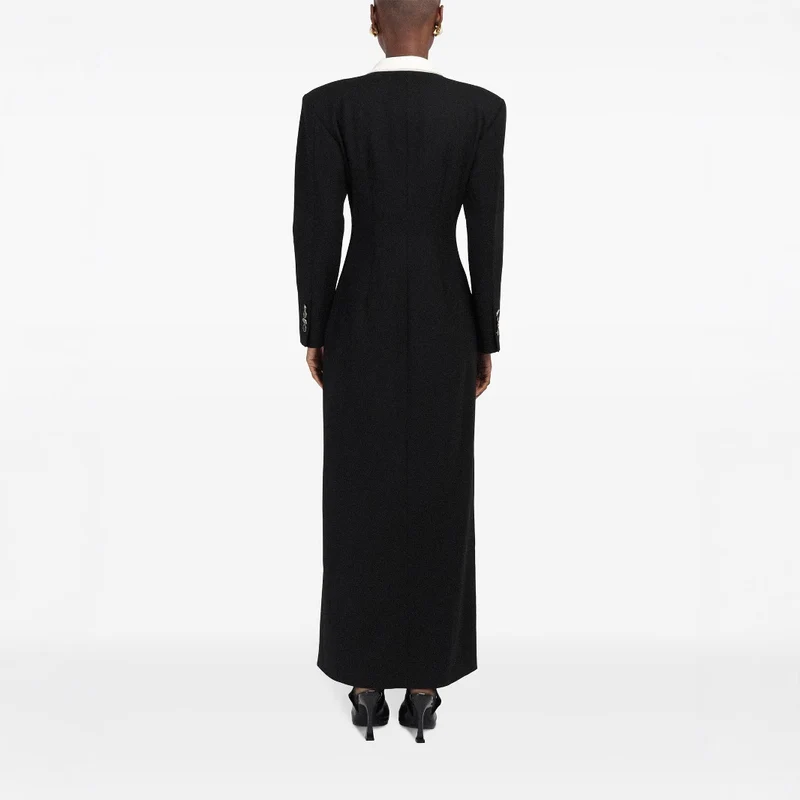 Damen Doppelreihiges Longblazer-Kleid mit taillierter Silhouette und Kontrastrevers Nord Taschen