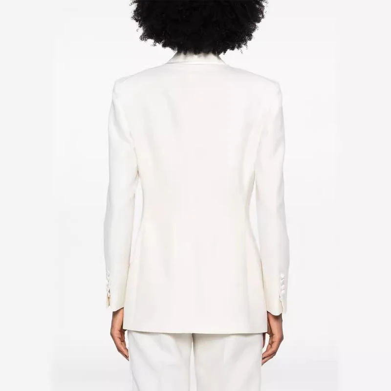 Damen Doppelreihiges Longblazer‑Hosenanzug mit Marlene‑Weitbeinhose und schlanker Silhouette Nord Taschen