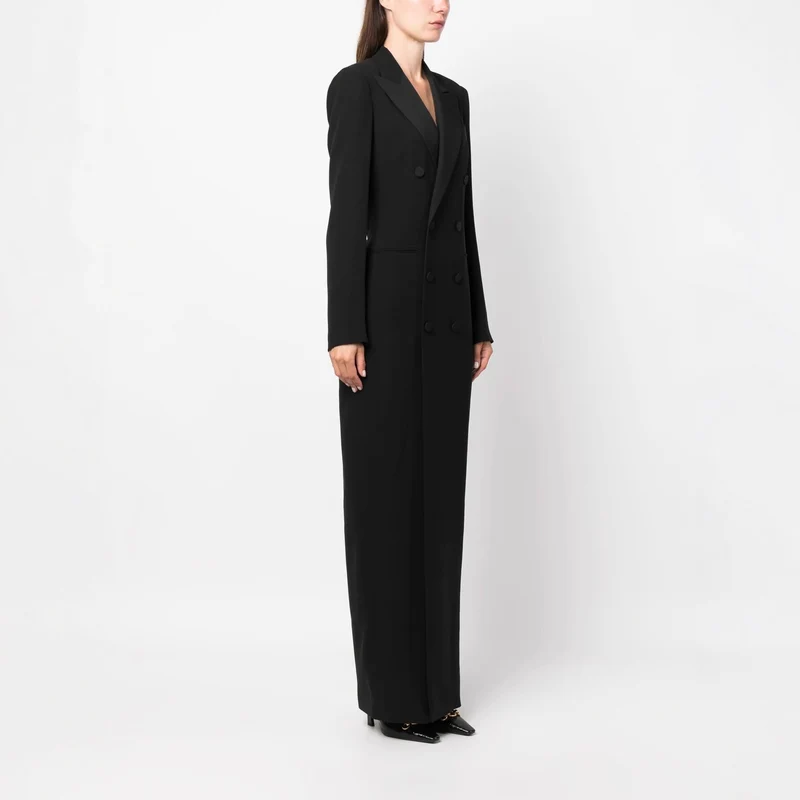 Damen Doppelreihiges Blazerkleid mit Satinrevers Nord Taschen