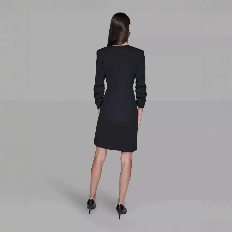 Damen Doppelreihiges Blazerkleid mit kontrastierendem Schalkragen Nord Taschen