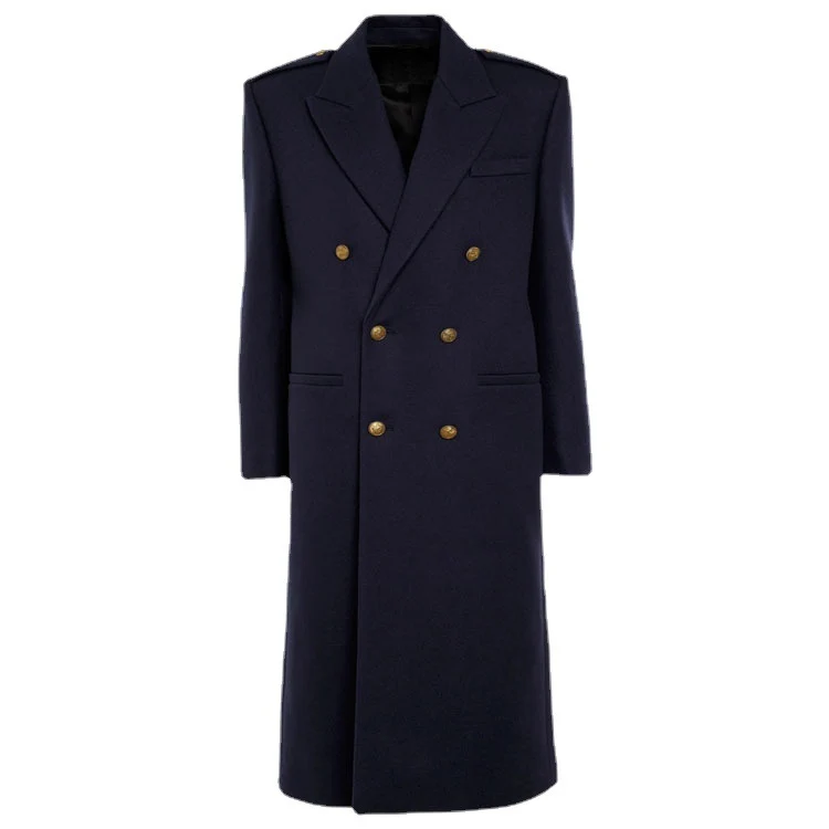 Damen Doppelreihiger Wollmix-Longcoat mit Epauletten und strukturierter Tailoring-Silhouette Nord Taschen