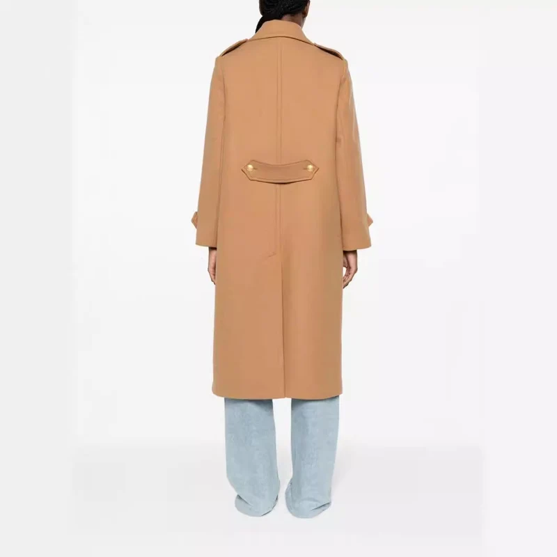 Damen Doppelreihiger Oversize-Wollmix-Mantel mit markantem Revers und verstellbaren Manschetten Nord Taschen