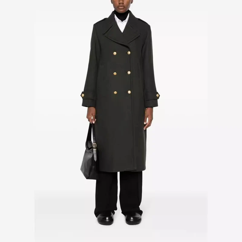 Damen Doppelreihiger Oversize-Wollmix-Mantel mit markantem Revers und verstellbaren Manschetten Nord Taschen