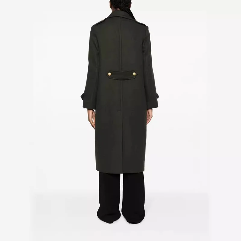 Damen Doppelreihiger Oversize-Wollmix-Mantel mit markantem Revers und verstellbaren Manschetten Nord Taschen