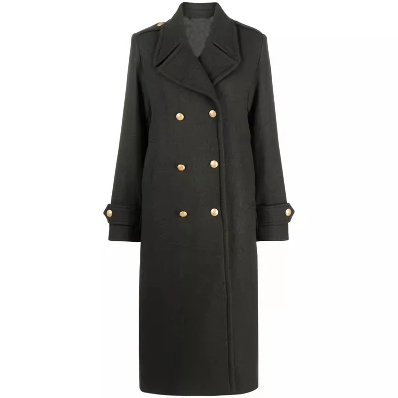 Damen Doppelreihiger Oversize-Wollmix-Mantel mit markantem Revers und verstellbaren Manschetten Nord Taschen