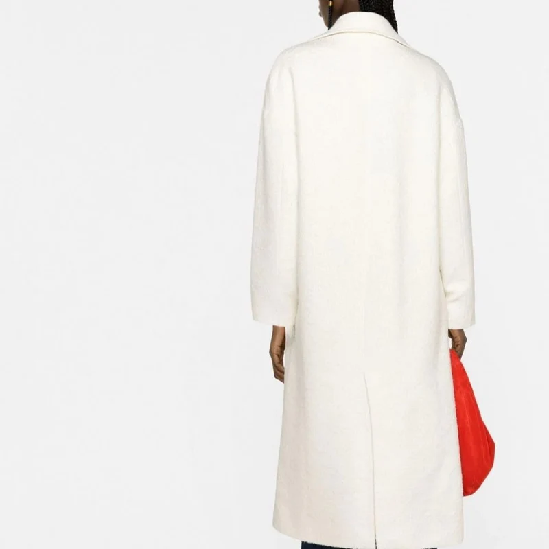 Damen Langer Bouclé‑Mantel mit kastiger Silhouette und aufgesetzten Pattentaschen Nord Taschen