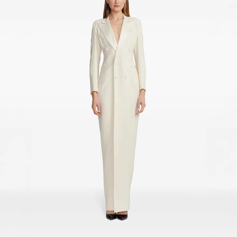 Damen Lange Smokingsakko-Kleid mit tailliertem Schnitt und Beinschlitz Nord Taschen