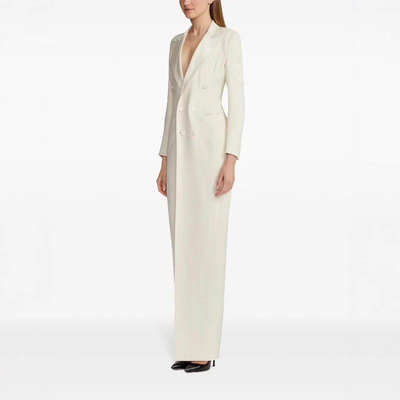 Damen Lange Smokingsakko-Kleid mit tailliertem Schnitt und Beinschlitz Nord Taschen