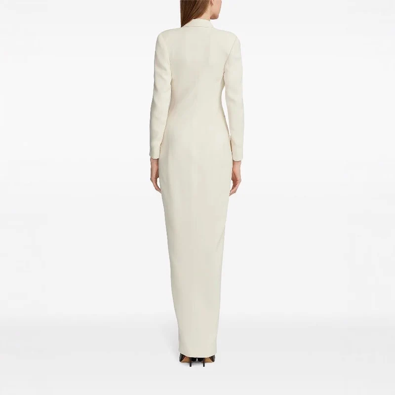 Damen Lange Smokingsakko-Kleid mit tailliertem Schnitt und Beinschlitz Nord Taschen