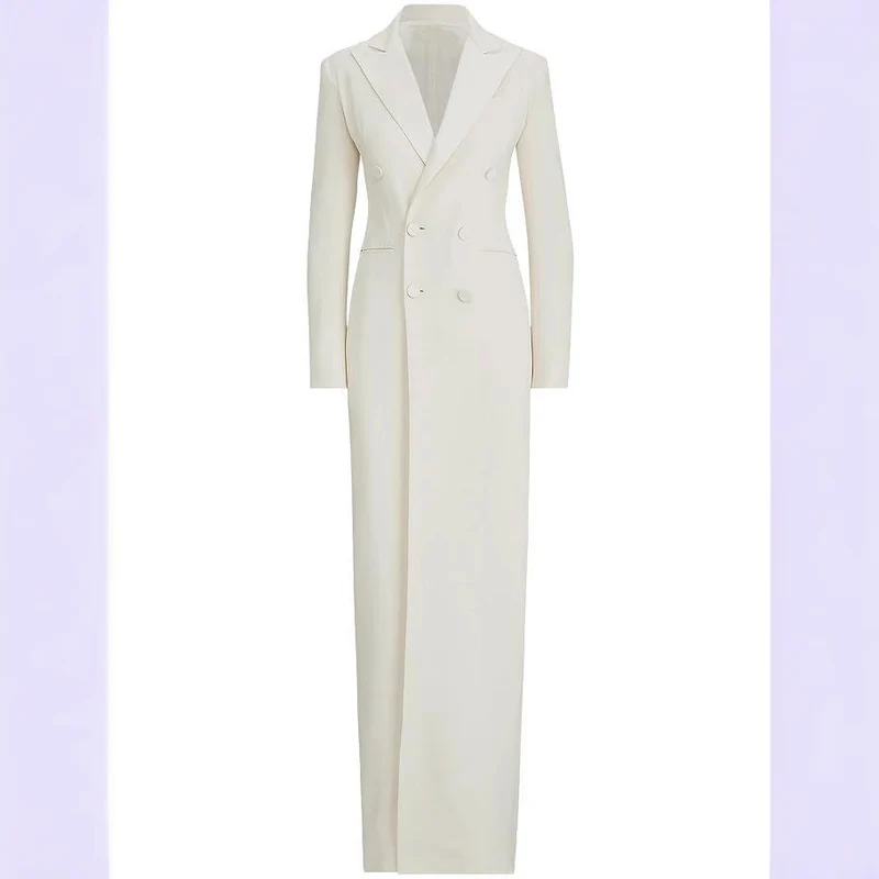 Damen Lange Smokingsakko-Kleid mit tailliertem Schnitt und Beinschlitz Nord Taschen