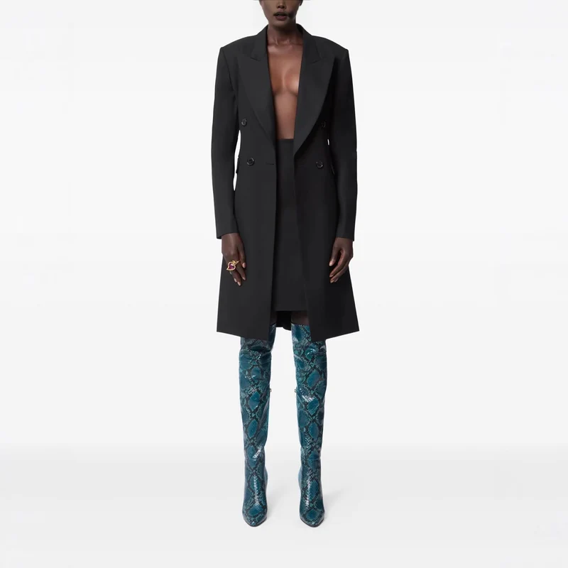 Damen Langblazer im minimalistischen Doppelreiher mit verstärkten Schultern Nord Taschen