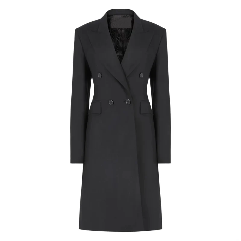 Damen Langblazer im minimalistischen Doppelreiher mit verstärkten Schultern Nord Taschen