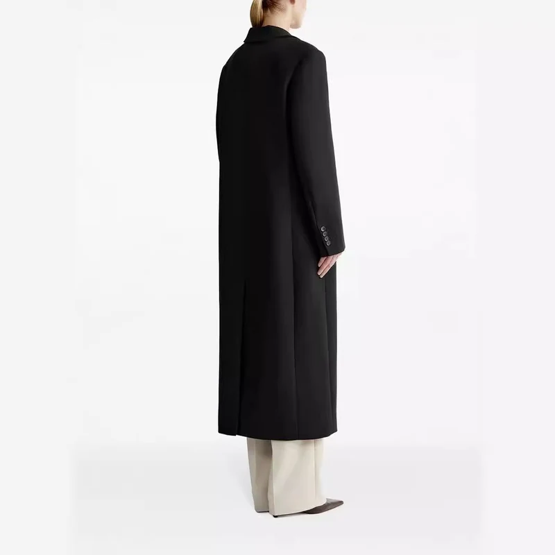 Damen lang geschnittener einreihiger Oversize-Mantel mit schmalem Revers Nord Taschen
