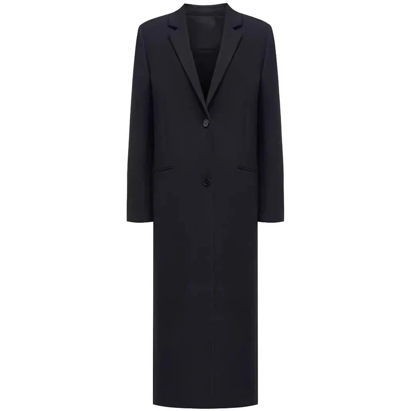 Damen lang geschnittener einreihiger Oversize-Mantel mit schmalem Revers Nord Taschen