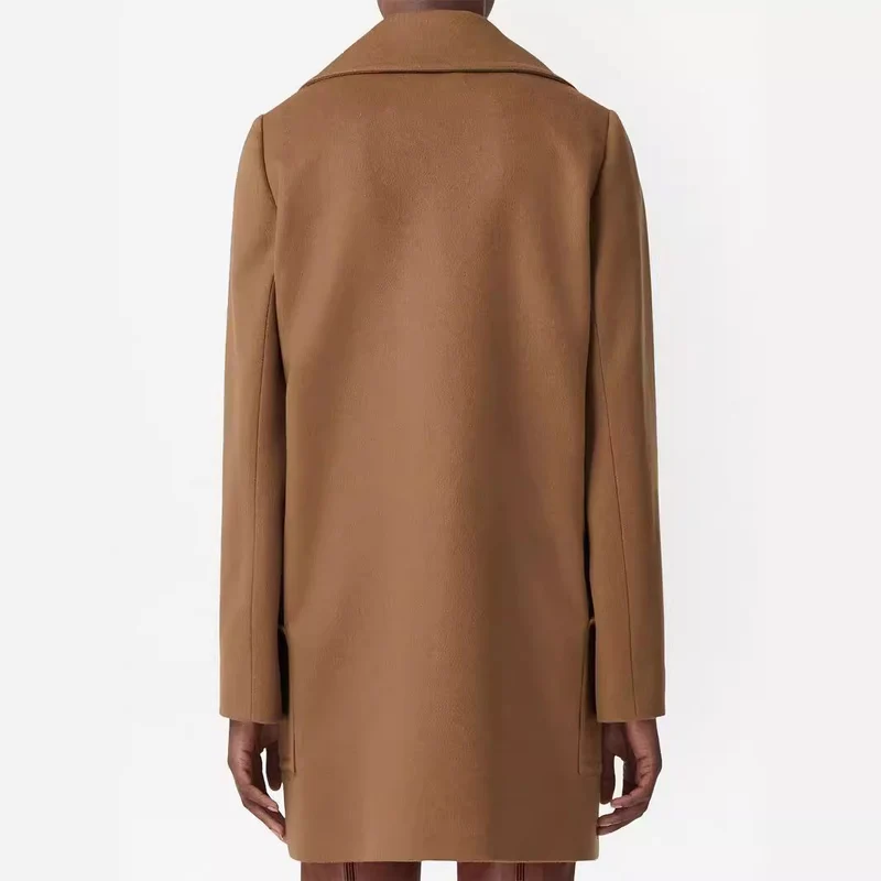 Damen Kurzmantel im minimalistischen Doppelreiher aus Wollmix mit weitem Revers Nord Taschen