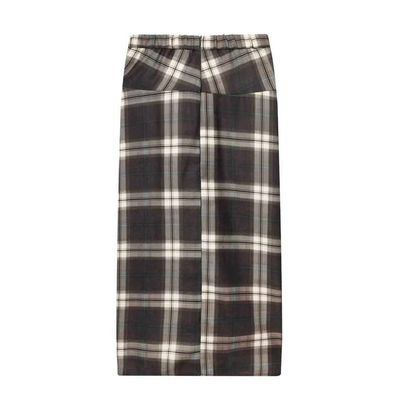 Damen Midirock mit Karomuster und dekorativer Frontdrappierung Nord Taschen