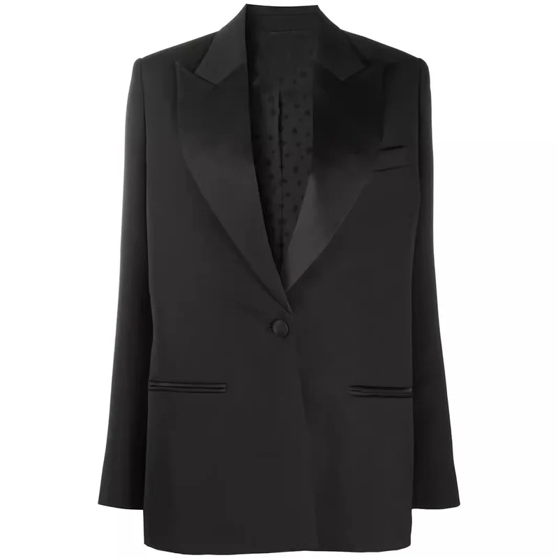 Damen Oversize Einreihiger Longblazer mit Satin-Schalkragen und cleanem Tailoring Nord Taschen
