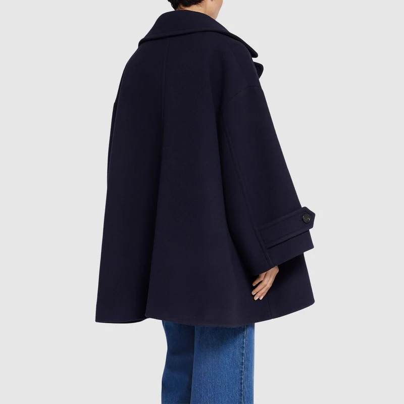 Damen Oversize-Cape-Mantel mit Doppelreiher und weitem Revers Nord Taschen