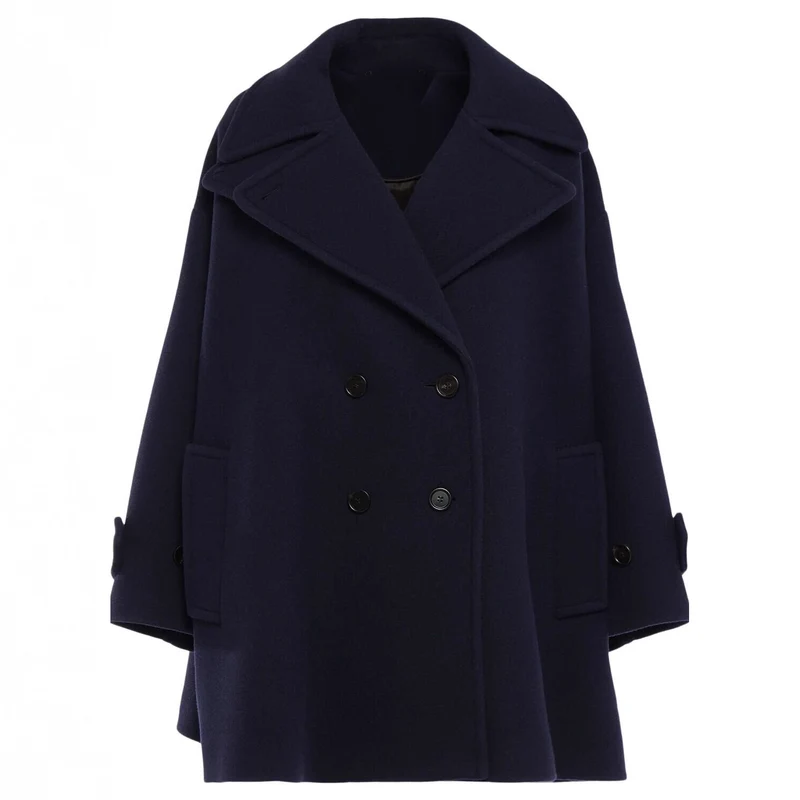 Damen Oversize-Cape-Mantel mit Doppelreiher und weitem Revers Nord Taschen