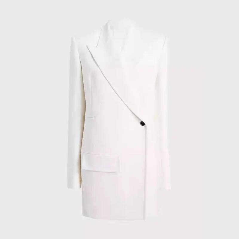 Damen Minimalistischer Longblazer mit asymmetrischer Ein‑Knopf‑Front und cleanem Longline‑Schnitt Nord Taschen