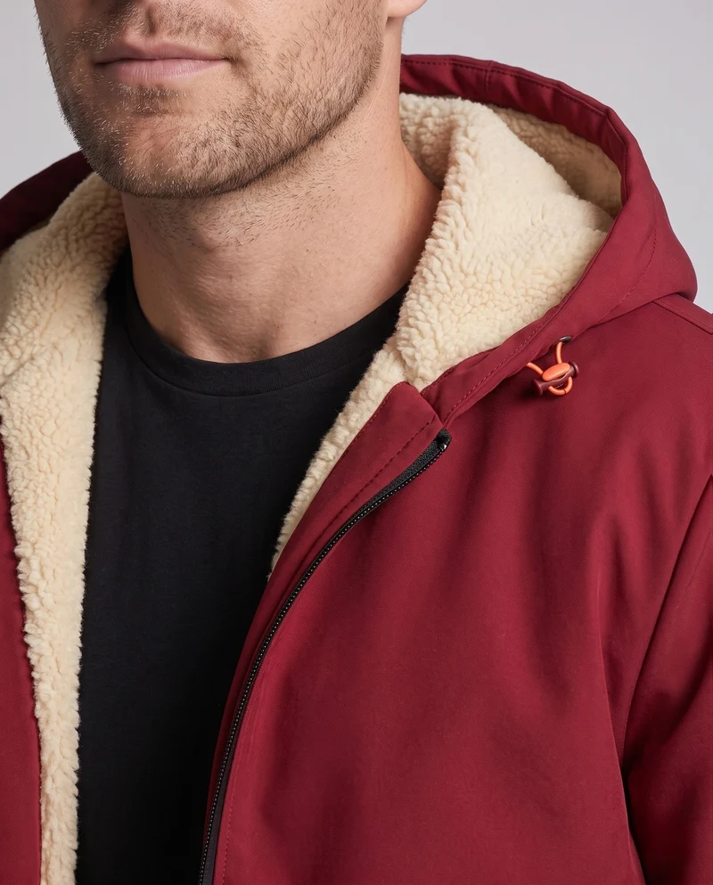 Herren isolierte Kapuzen-Softshelljacke mit Sherpa-Futter und winddichter äußeren Schale Nord Taschen