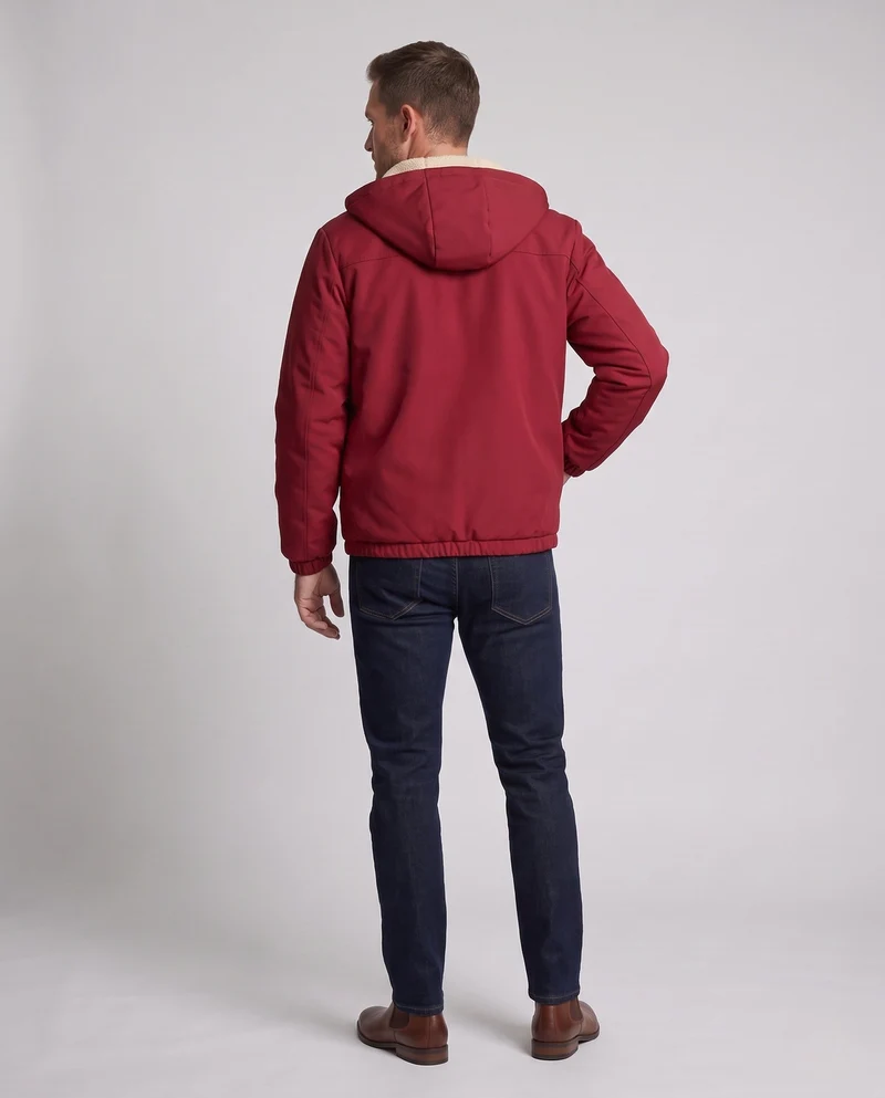Herren isolierte Kapuzen-Softshelljacke mit Sherpa-Futter und winddichter äußeren Schale Nord Taschen