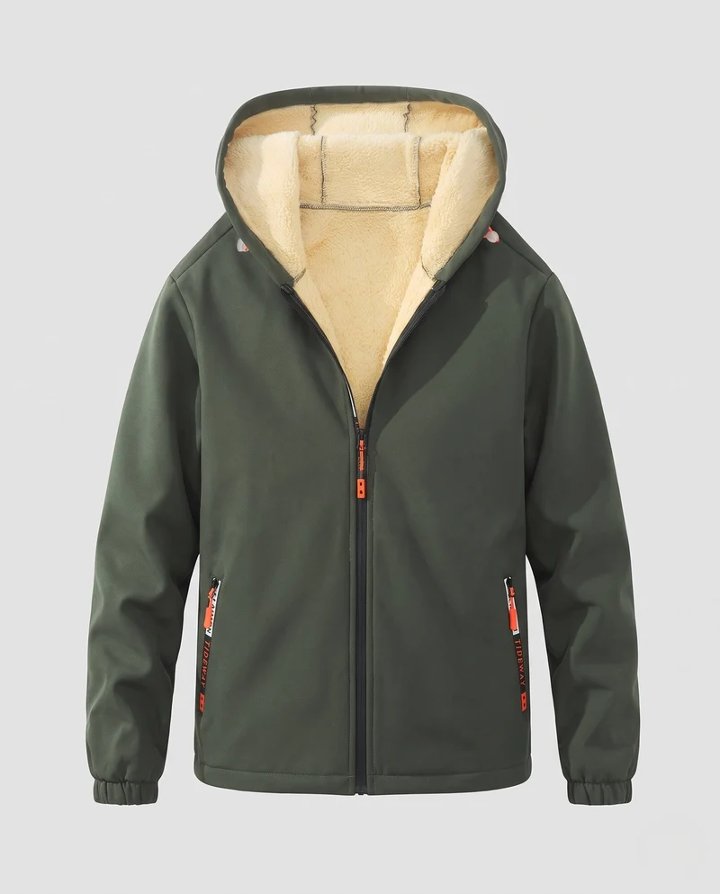 Herren isolierte Kapuzen-Softshelljacke mit Sherpa-Futter und winddichter äußeren Schale Nord Taschen