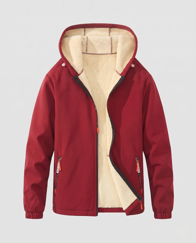 Herren isolierte Kapuzen-Softshelljacke mit Sherpa-Futter und winddichter äußeren Schale Nord Taschen