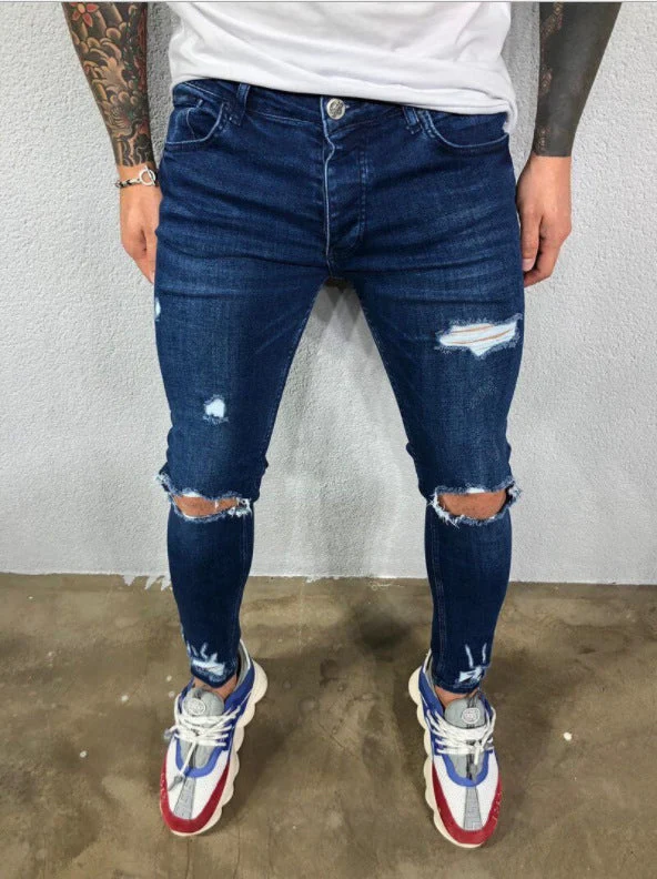 Herren Slim Fit Jeans mit modischen Rissen