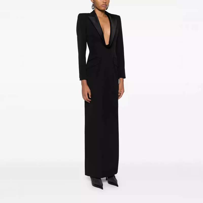 Damen Tailliertes Abend-Maxikleid im Smoking-Blazer-Stil Nord Taschen