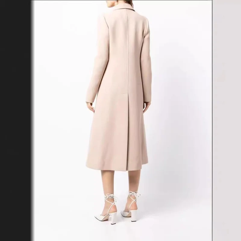 Damen Taillierter Zweireiher‑Wollmixmantel mit filigranen Zierknöpfen und Pattentaschen Nord Taschen
