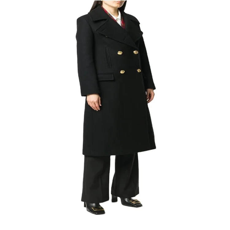 Damen Doppelreihiger Mantel im Military‑Look mit goldenen Zierknöpfen Nord Taschen