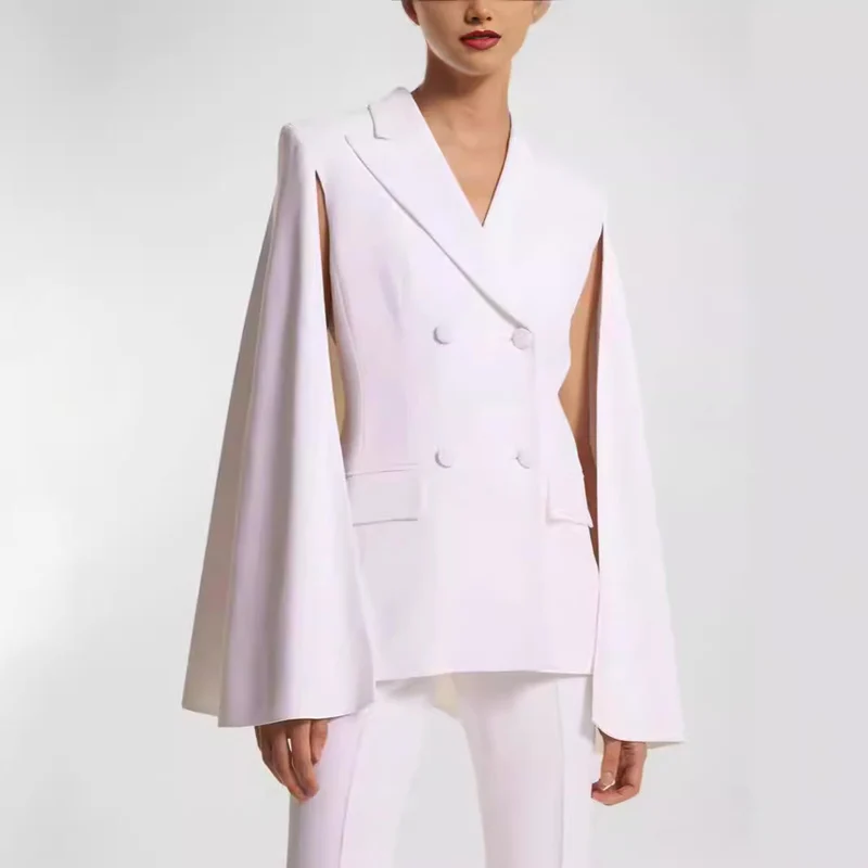 Damen Doppelreihiger Blazer mit Cape-Ärmeln und taillierter Silhouette Nord Taschen